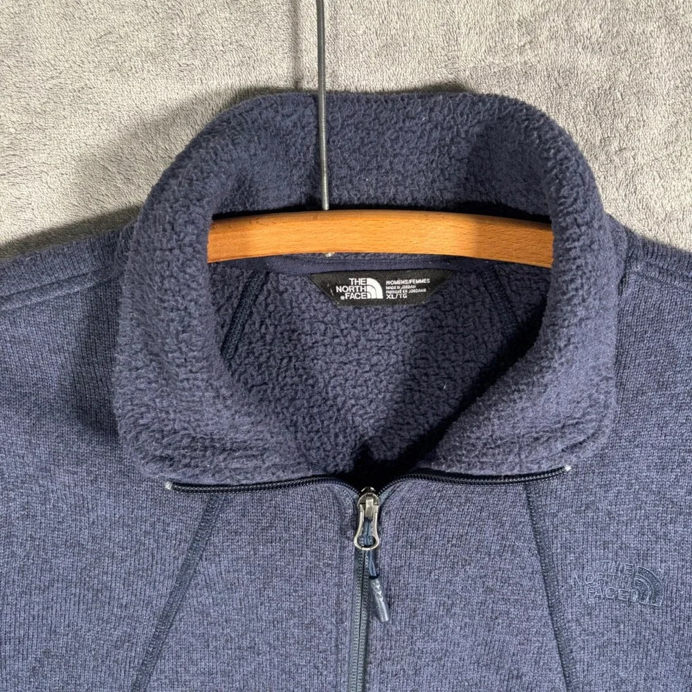 The North Face Womens XL Fleece Jacket‎ Navy Blue Full Zip Sherpa Lined Outdoor